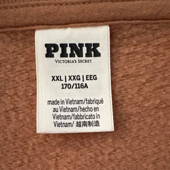PINK Victoria's Secret Beige/Tan half zip up sweatshirt (worn once) size XXL - Picture 2 of 7